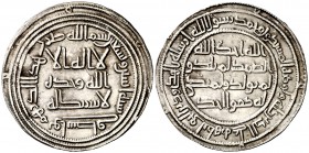 AH 92. Califato Omeya de Damasco. El Walid I. Wasit. Dirhem. (S.Album 128) (Lavoix 348). 3 g. EBC.