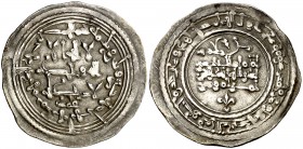 AH 337. Califato. Abderrahman III. Medina Azzahra. Dirhem. (V. 417) (Fro. 69). 3,83 g. MBC+.