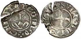 Comtat d'Urgell. Guerau de Cabrera (1208-1209/1212-1228). Agramunt. Diner. (Cru.V.S. 123) (Cru.C.G. 1939). 0,77 g. Fuerte grieta. Rara. (BC+).