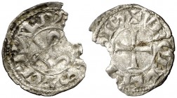 Comtat d'Urgell. Guerau de Cabrera (1208-1209/1212-1228). Agramunt. Òbol. (Cru.V.S. 124) (Cru.C.G. 1940). 0,23 g. Cospel faltado. Grieta. Muy rara. (M...