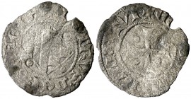 Comtat d'Urgell. Pere d'Aragó (1347-1408). Barcelona. Diner heràldic. (Cru.V.S. 135) (Cru.C.G. 1952). 0,44 g. Cospel faltado. (BC-).