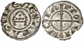 Comtat de Provença. Alfons I (1162-1196). Provença. Diner de la Mitra. (Cru.V.S. 168) (Cru.C.G. 2102). 0,69 g. Cospel faltado. (EBC).