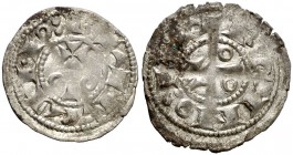 Alfons I (1162-1196). Barcelona. (Cru.C.G. 2100c y 2100d). Lote de dos diners diferentes. MBC/MBC+.