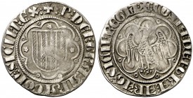 Pere II (1276-1285). Sicília. Pirral. (Cru.V.S. 328) (Cru.C.G. 2145) (MIR. 174). 2,87 g. Escasa. MBC-.