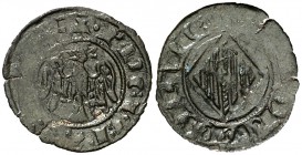 Pere II (1276-1285). Sicília. Diner. (Cru.V.S. 330) (Cru.C.G. 2147). 0,32 g. Rara. MBC-.