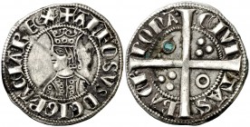Alfons II (1285-1291). Barcelona. Croat. (Cru.V.S. 331) (Cru.C.G. 2148). 2,92 g. Leves oxidaciones. MBC+.