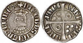 Jaume II (1291-1327). Barcelona. Croat. (Cru.V.S. falta) (Cru.C.G. 2154i). 3,04 g. Letras A y U góticas. Sin separación en CIUI. Rara. MBC-.