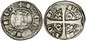 Jaume II (1291-1327). Barcelona. Diner. (Cru.V.S. 346.1) (Cru.C.G. 2161a). 1,06 g. Letras A latinas y letra U gótica. MBC/MBC+.