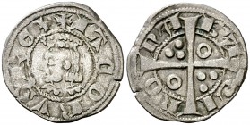 Jaume II (1291-1327). Barcelona. Diner. (Cru.V.S. 346.1 var) (Cru.C.G. 2161a var). 1,05 g. Letras A latina en anverso y góticas en reverso y letra U l...