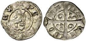 Pere III (1336-1387). Barcelona. Diner. (Cru.V.S. 420.1) (Cru.C.G. 2235). 1 g. Letras A y V latinas. MBC+.