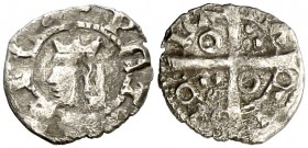 Pere III (1336-1387). Barcelona. Òbol. (Cru.V.S. falta) (Cru.C.G. falta). 0,32 g. Ex Áureo 21/06/2007, nº 2376. Rara. MBC-.