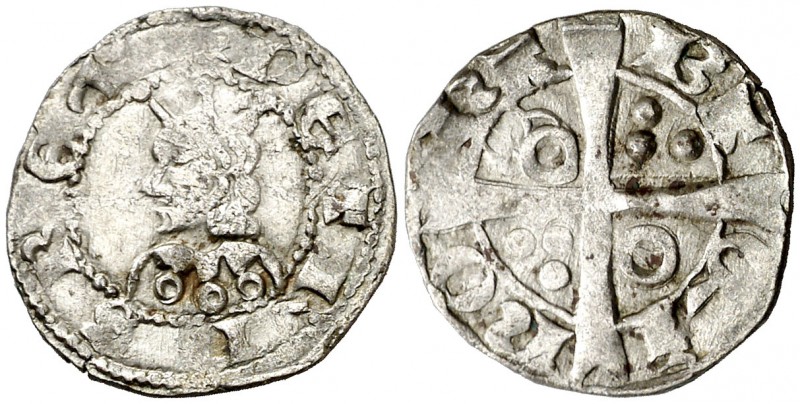 Pere III (1336-1387). Barcelona. Diner. (Cru.V.S. 424) (Cru.C.G. 2232). 1,25 g. ...