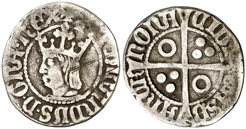 Ferran II (1479-1516). Barcelona. Mig croat. (Cru.V.S. 1145 var) (Badia falta) (...