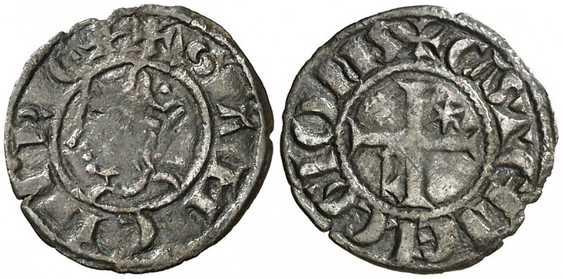 Sancho IV (1284-1295). León. Miaja coronada. (AB. 311.1, como seisén). 0,67 g. M...