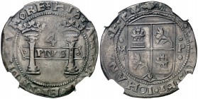s/d (1541). Juana y Carlos. México. P. 4 reales. (Cal. 74). En cápsula de la NGC como XF45, nº 4333272-005. Rara. EBC-.
