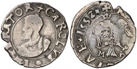 1552. Carlos I. Messina. MA. 1 tari. (Vti. 147) (MIR. 302/1). 2,73 g. Escasa. BC+.
