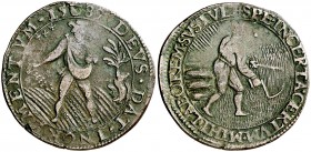 1589. Felipe II. Flandes/Utrecht. Jetón. (D. 3233). 5,63 g. MBC-.