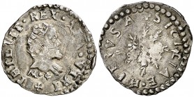 s/d. Felipe II. Nápoles. MAL/CI. 1/2 carlino. (Vti. 305) (MIR. 186/4) (pannuti-Riccio 46d var). 1,28 g. Busto radiado a derecha, debajo MALCI. Acuñaci...