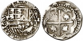 s/d. Felipe II. Potosí. 1 real. (Cal. 632, como Lima). 3,23 g. Escasa. MBC-.