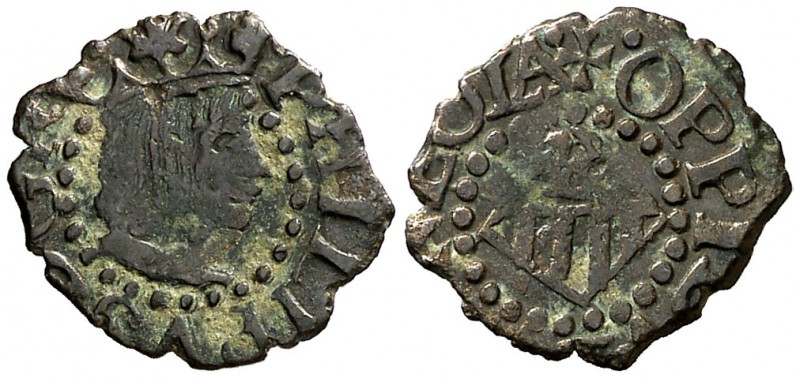 s/d. Felipe III. Banyoles. 1 diner. (Cal. 589) (Cru.C.G. 3658). 0,59 g. Buen eje...