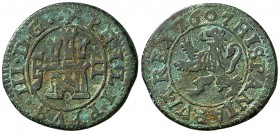 1607. Felipe III. Segovia. 2 maravedís. (J.S. pág. 186). 1,77 g. Falsa de época de buen arte. Escasa. MBC+.