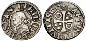 1612. Felipe III. Barcelona. 1/2 croat. (Cal. 535). 1,31 g. MBC.