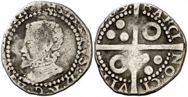 1609. Felipe III. Barcelona. 1 croat. (Cal. 429). 3,38 g. Ex Áureo 14/06/1994, nº 437. Rara. BC+/MBC-.