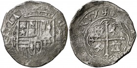 s/d. Felipe III. México. F. 2 reales. (Cal. 337). 6,33 g. Ex colección Isabel de Trastámara vol. VI, 15/12/2016, nº 284. Rara. BC+.