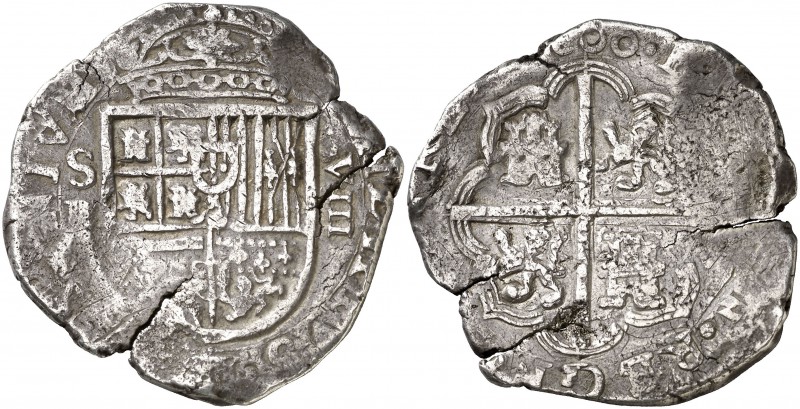(1)600. Felipe III. Sevilla. B. 8 reales. (Cal. 169). 26,50 g. Tipo "OMNIVM". Gr...