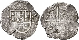 (1)600. Felipe III. Sevilla. B. 8 reales. (Cal. 169). 26,50 g. Tipo "OMNIVM". Grietas. Buen ejemplar. Ex Colección Isabel de Trastámara vol. VI, 15/12...