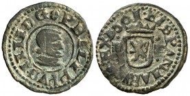 1661. Felipe IV. Segovia. S. 2 maravedís. (Cal. 1559). 0,58 g. Buen ejemplar. Pátina verde. Escasa. MBC+.