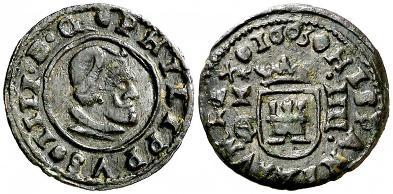 1663. Felipe IV. Cuenca. CA. 4 maravedís. (Cal. 1339). 1 g. Buen ejemplar. MBC+....
