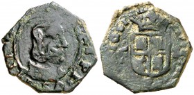 1661. Felipe IV. Trujillo. F. 8 maravedís. (Cal. 1637). 2,19 g. Escasa. MBC-.