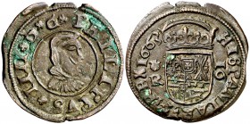 1663. Felipe IV. Coruña. R. 16 maravedís. (Cal. 1301). 4,18 g. Pequeñas oxidaciones. (MBC+).