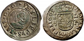 1663. Felipe IV. Coruña. R. 16 maravedís. (Cal. 1301). 4,37 g. MBC+.