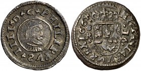 1664. Felipe IV. Coruña. R. 16 maravedís. (Cal. 1302). 4,38 g. MBC/MBC+.