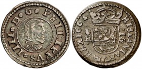1664. Felipe IV. Coruña. R. 16 maravedís. (Cal. 1302). 5 g. MBC+.