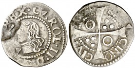 1674. Carlos II. Barcelona. 1 croat. 2,56 g. Falsa de época. MBC-.