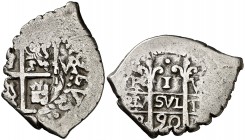 1690. Carlos II. Potosí. . 1 real. (Cal. 729). 3 g. Doble ensayador. MBC.