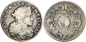 1693. Carlos II. Nápoles. AG/A. 1 tari. (Vti. 176) (MIR. 300/2). 4,14 g. BC+.