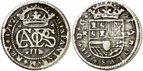 1712. Carlos III, Pretendiente. Barcelona. 2 reales. (Cal. 28). 4,87 g. MBC.