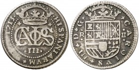 1713. Carlos III, Pretendiente. Barcelona. 2 reales. (Cal. 29). 4,31 g. BC+.