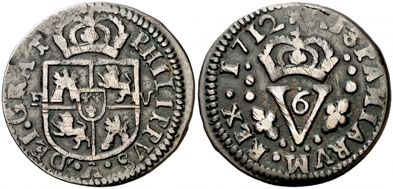 1712. Felipe V. València. 1 sisè. (Cal. 2009). 5,95 g. MBC.