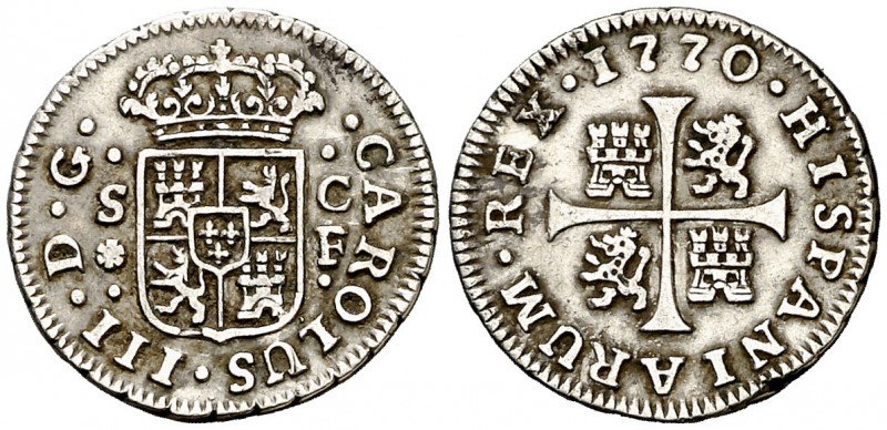 1770. Carlos III. Sevilla. CF. 1/2 real. (Cal. 1852). 1,44 g. MBC.