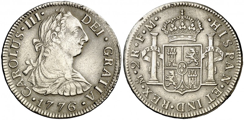 1776. Carlos III. México. FM. 2 reales. (Cal. 1343). 6,70 g. Escasa. MBC.