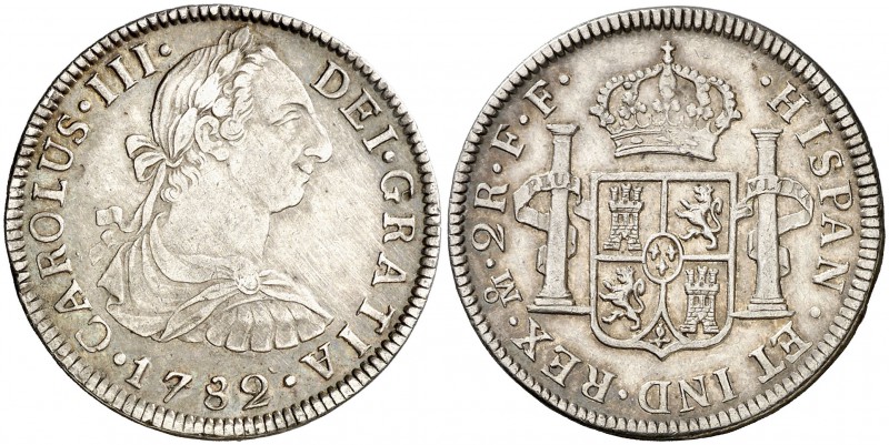 1782. Carlos III. México. FF. 2 reales. (Cal. 1349). 6,76 g. MBC+.