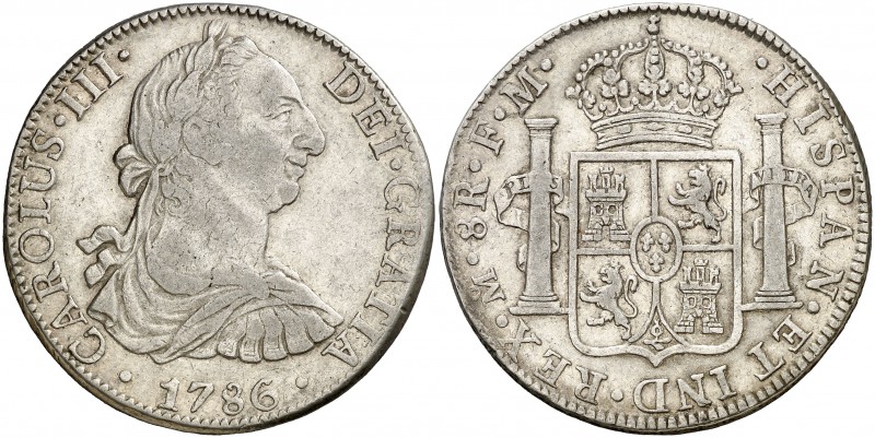 1786. Carlos III. México. FM. 8 reales. (Cal. 939). 26,83 g. MBC-/MBC.