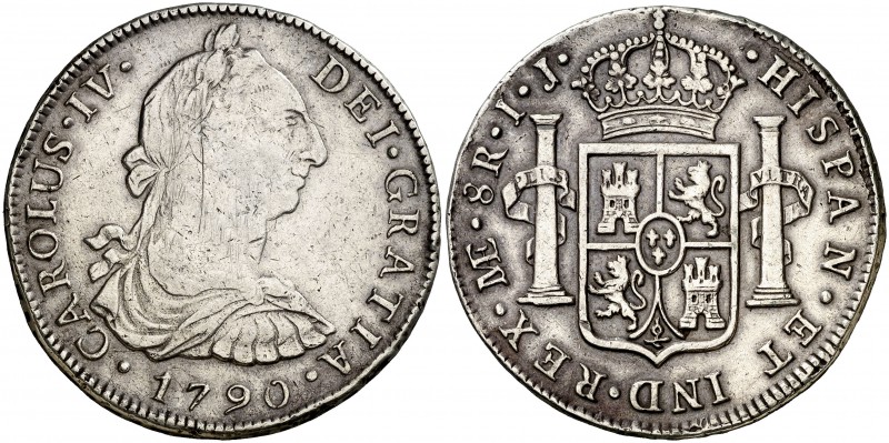 1790. Carlos IV. Lima. IJ. 8 reales. (Cal. 642). 26,74 g. Busto de Carlos III. O...