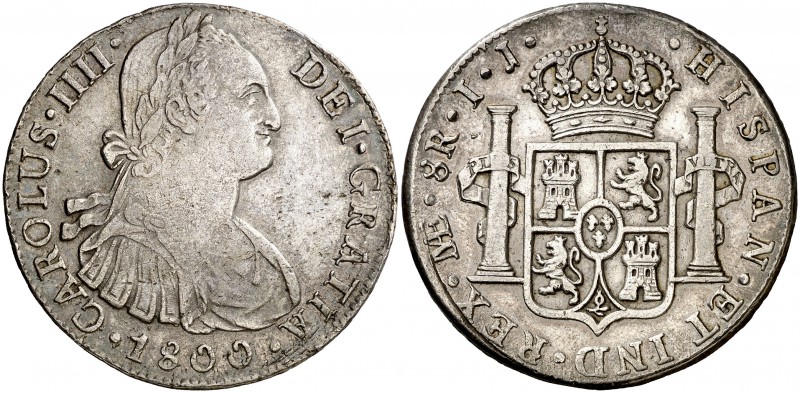 1800. Carlos IV. Lima. IJ. 8 reales. (Cal. 655). 26,24 g. MBC-/MBC.