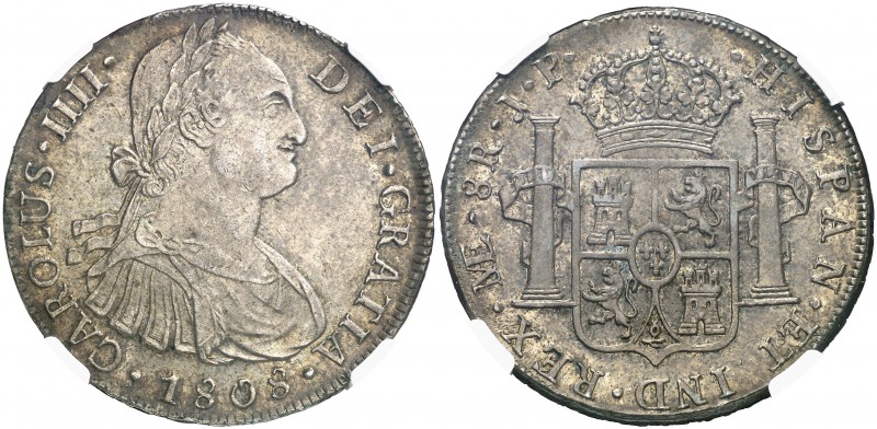 1808. Carlos IV. Lima. JP. 8 reales. (Cal. 665). En cápsula de la NGC como MS62+...